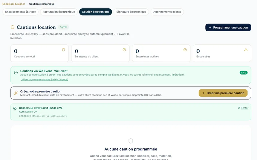 Les cautions de location, programmées avant la livraison